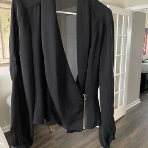 bebe Black Women's Blazer with Zipper Detail